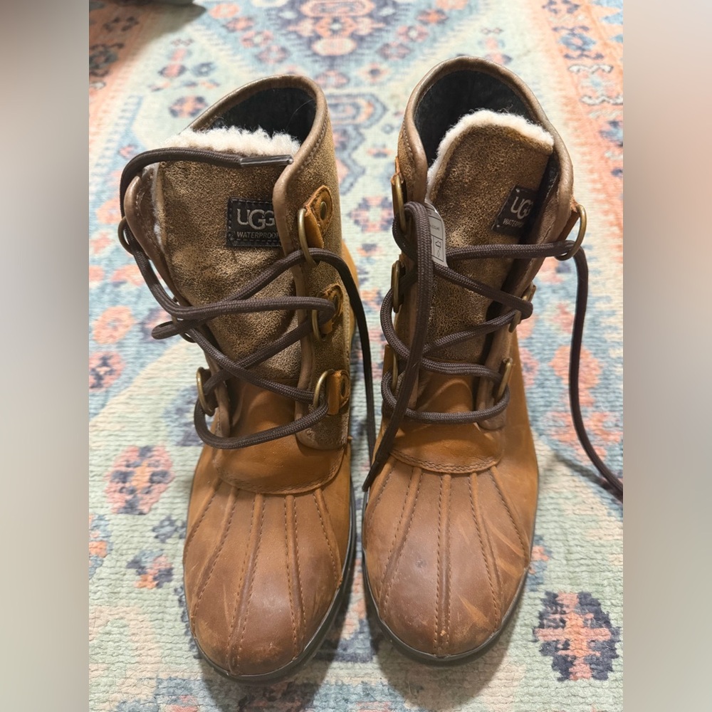 UGG Brown Leather Winter Boots